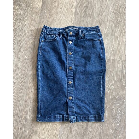 Universal Thread Women's Blue Button Down Pencil Denim Skirt Size 2/26 - Picture 4 of 7